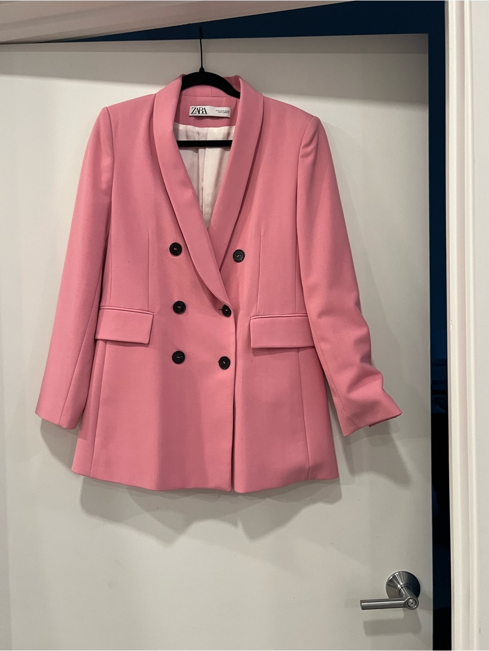 Zara Rose Pink Double-Breasted Blazer